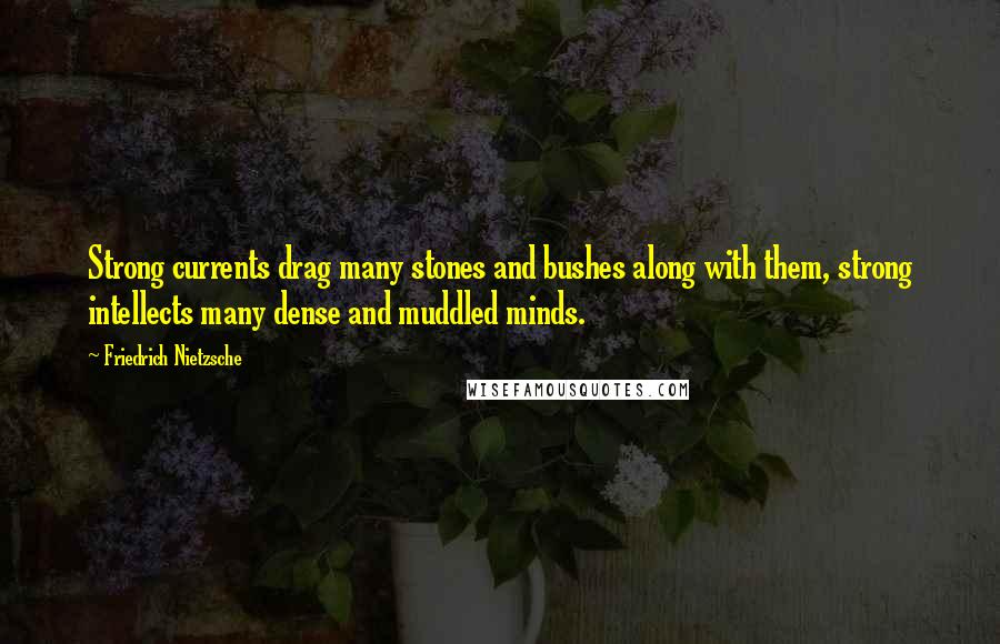 Friedrich Nietzsche Quotes: Strong currents drag many stones and bushes along with them, strong intellects many dense and muddled minds.