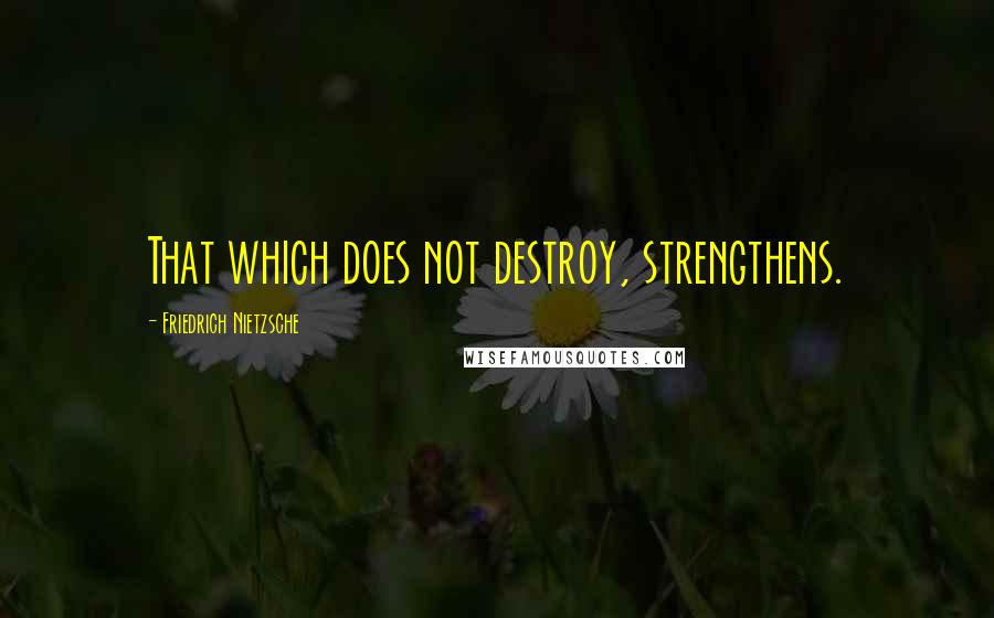 Friedrich Nietzsche Quotes: That which does not destroy, strengthens.