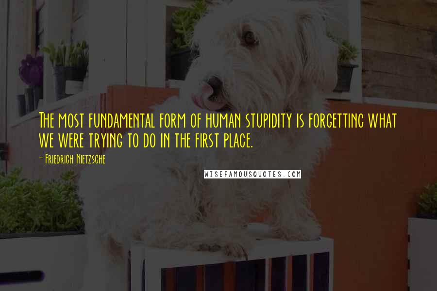 Friedrich Nietzsche Quotes: The most fundamental form of human stupidity is forgetting what we were trying to do in the first place.