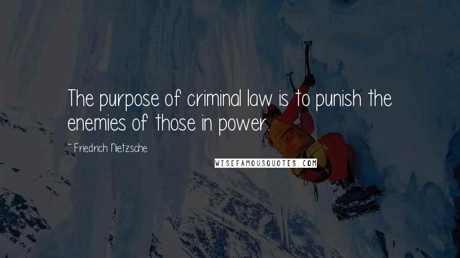 Friedrich Nietzsche Quotes: The purpose of criminal law is to punish the enemies of those in power.