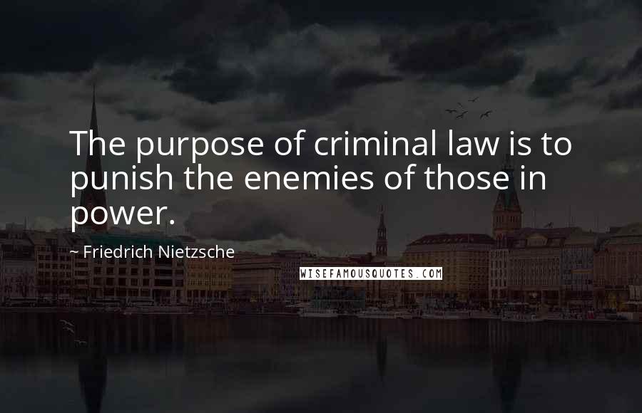 Friedrich Nietzsche Quotes: The purpose of criminal law is to punish the enemies of those in power.