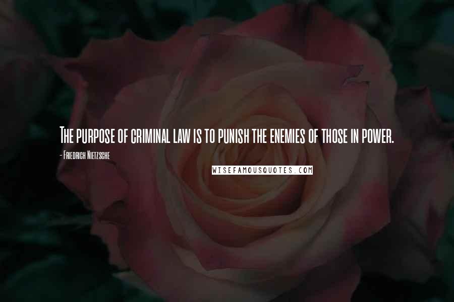 Friedrich Nietzsche Quotes: The purpose of criminal law is to punish the enemies of those in power.