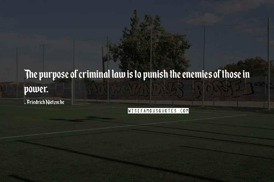 Friedrich Nietzsche Quotes: The purpose of criminal law is to punish the enemies of those in power.