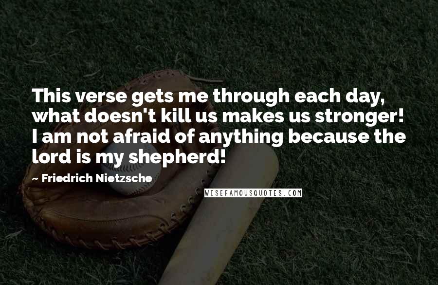 Friedrich Nietzsche Quotes: This verse gets me through each day, what doesn't kill us makes us stronger! I am not afraid of anything because the lord is my shepherd!