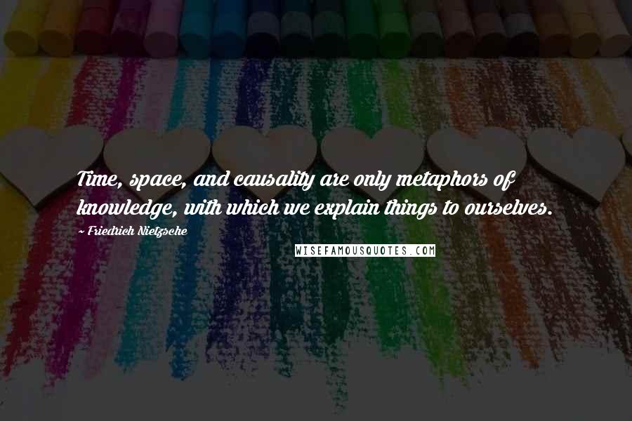 Friedrich Nietzsche Quotes: Time, space, and causality are only metaphors of knowledge, with which we explain things to ourselves.