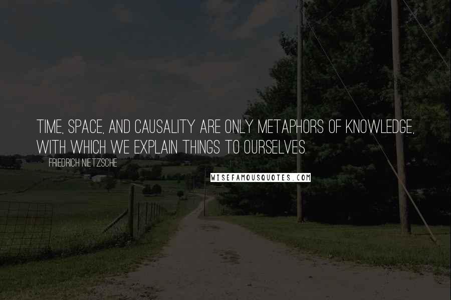 Friedrich Nietzsche Quotes: Time, space, and causality are only metaphors of knowledge, with which we explain things to ourselves.