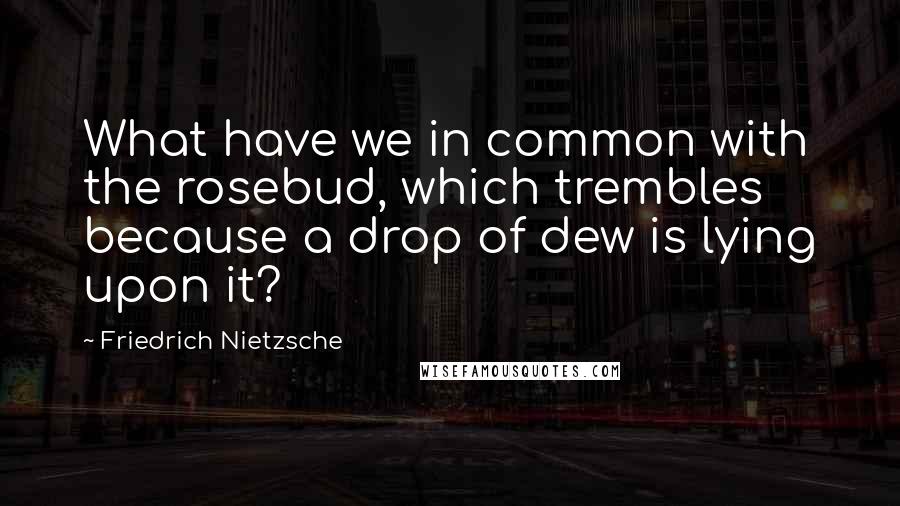 Friedrich Nietzsche Quotes: What have we in common with the rosebud, which trembles because a drop of dew is lying upon it?