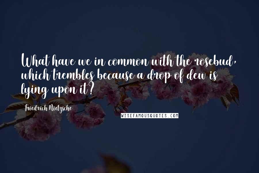 Friedrich Nietzsche Quotes: What have we in common with the rosebud, which trembles because a drop of dew is lying upon it?