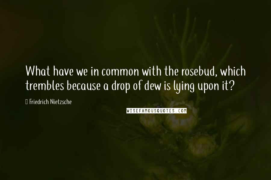 Friedrich Nietzsche Quotes: What have we in common with the rosebud, which trembles because a drop of dew is lying upon it?