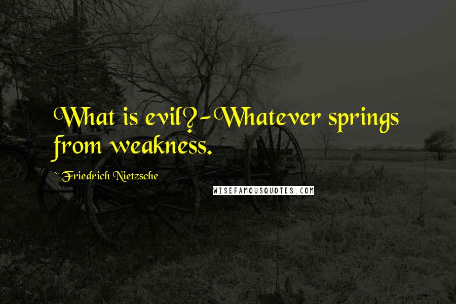 Friedrich Nietzsche Quotes: What is evil?-Whatever springs from weakness.