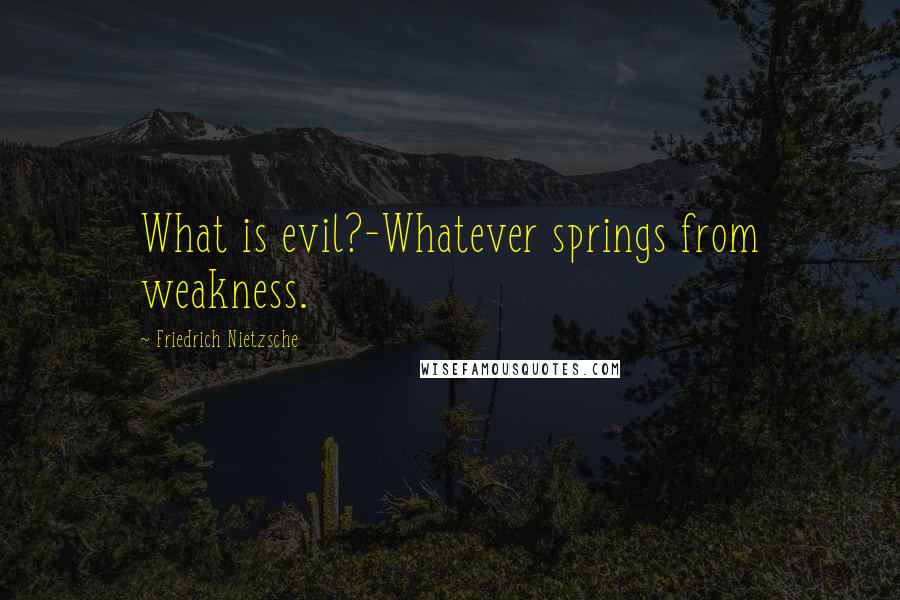 Friedrich Nietzsche Quotes: What is evil?-Whatever springs from weakness.