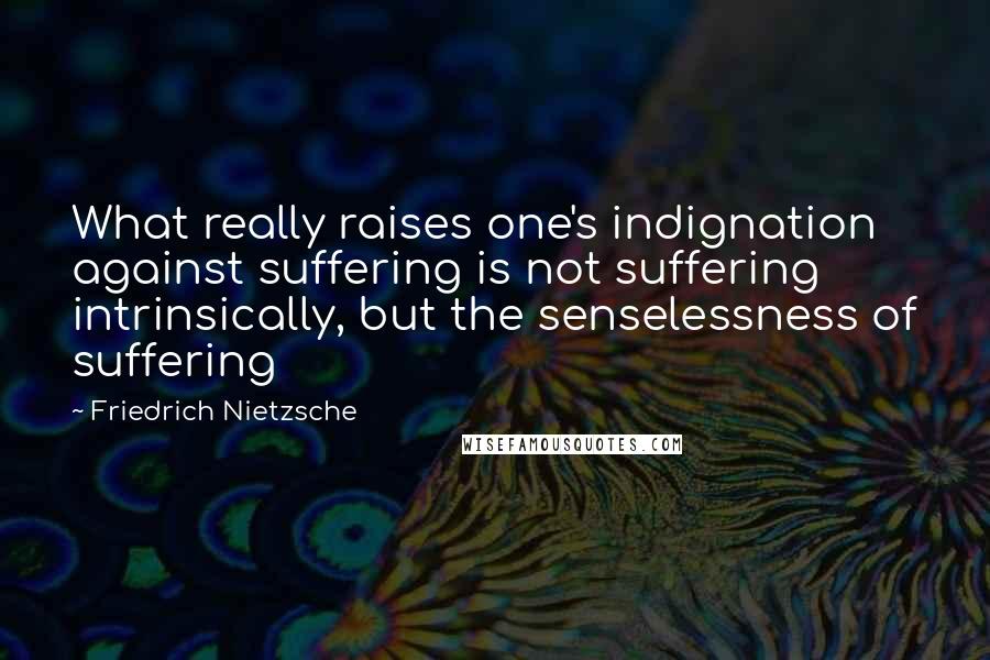 Friedrich Nietzsche Quotes: What really raises one's indignation against suffering is not suffering intrinsically, but the senselessness of suffering