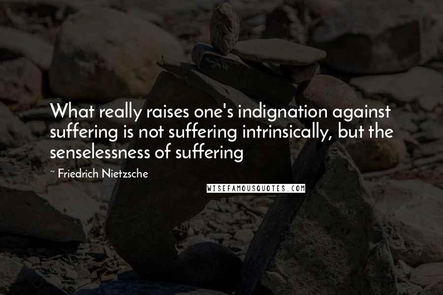 Friedrich Nietzsche Quotes: What really raises one's indignation against suffering is not suffering intrinsically, but the senselessness of suffering