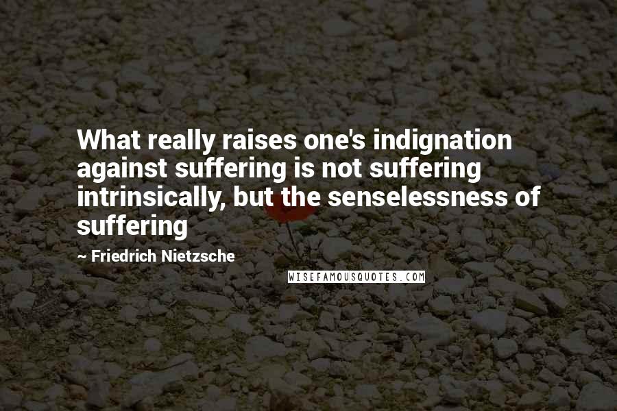 Friedrich Nietzsche Quotes: What really raises one's indignation against suffering is not suffering intrinsically, but the senselessness of suffering