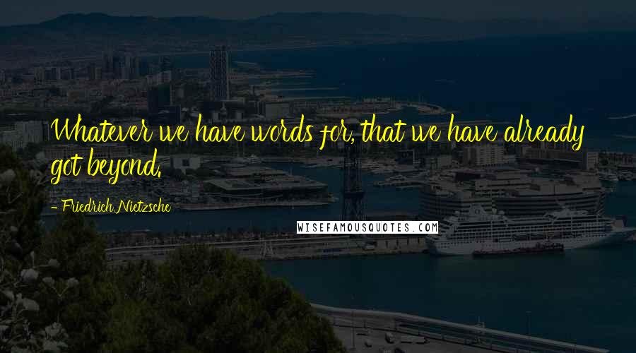 Friedrich Nietzsche Quotes: Whatever we have words for, that we have already got beyond.