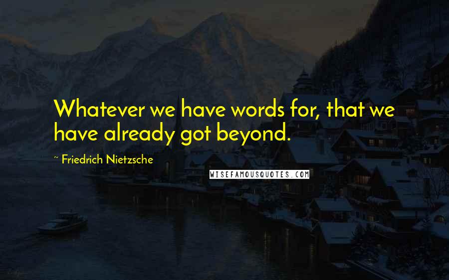 Friedrich Nietzsche Quotes: Whatever we have words for, that we have already got beyond.