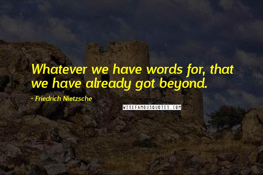 Friedrich Nietzsche Quotes: Whatever we have words for, that we have already got beyond.