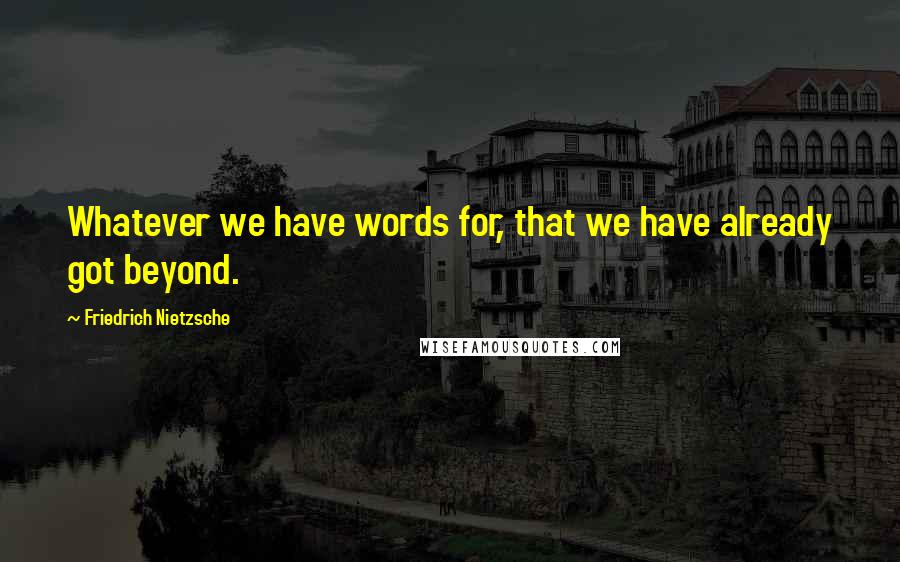 Friedrich Nietzsche Quotes: Whatever we have words for, that we have already got beyond.