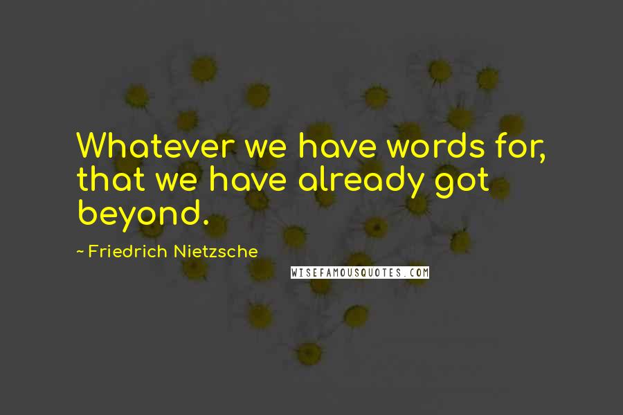 Friedrich Nietzsche Quotes: Whatever we have words for, that we have already got beyond.