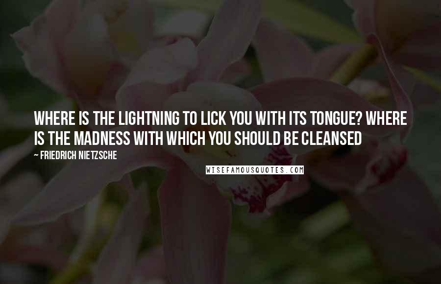 Friedrich Nietzsche Quotes: Where is the lightning to lick you with its tongue? Where is the madness with which you should be cleansed