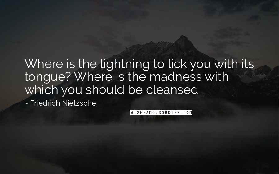 Friedrich Nietzsche Quotes: Where is the lightning to lick you with its tongue? Where is the madness with which you should be cleansed
