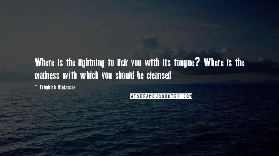 Friedrich Nietzsche Quotes: Where is the lightning to lick you with its tongue? Where is the madness with which you should be cleansed