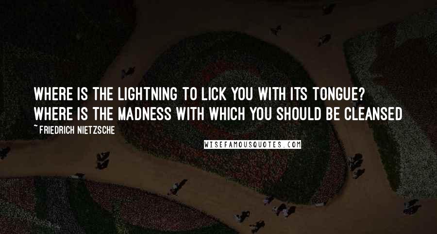 Friedrich Nietzsche Quotes: Where is the lightning to lick you with its tongue? Where is the madness with which you should be cleansed