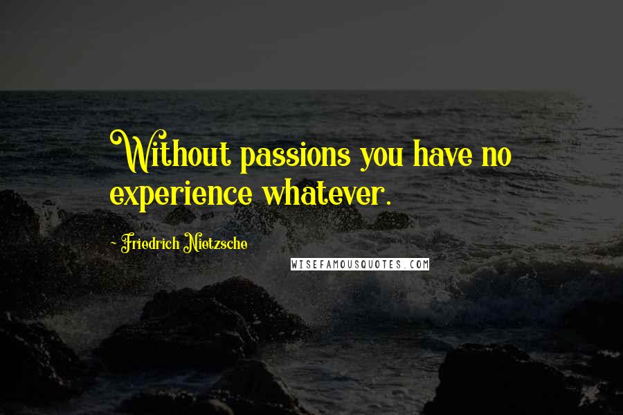 Friedrich Nietzsche Quotes: Without passions you have no experience whatever.