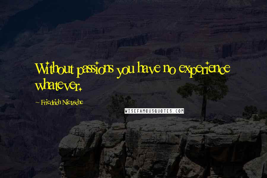 Friedrich Nietzsche Quotes: Without passions you have no experience whatever.