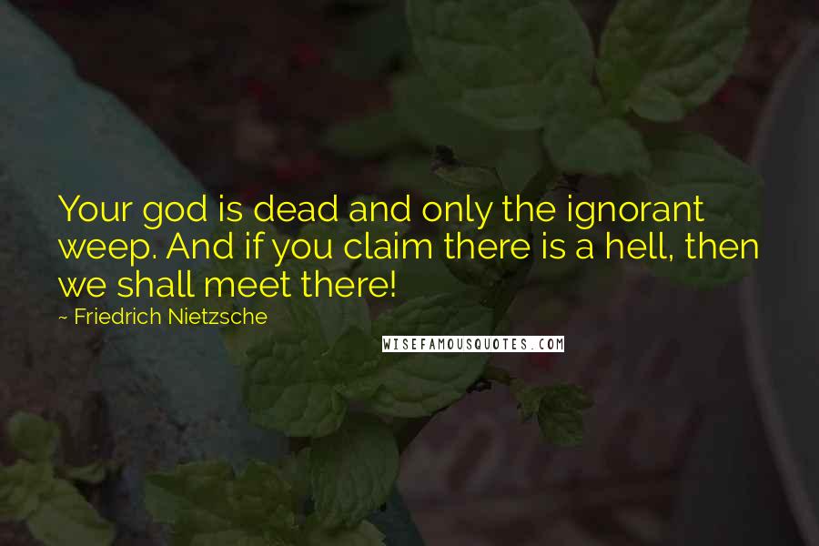 Friedrich Nietzsche Quotes: Your god is dead and only the ignorant weep. And if you claim there is a hell, then we shall meet there!