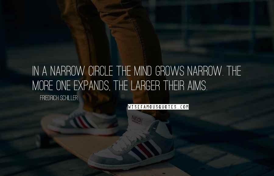 Friedrich Schiller Quotes: In a narrow circle the mind grows narrow. The more one expands, the larger their aims.