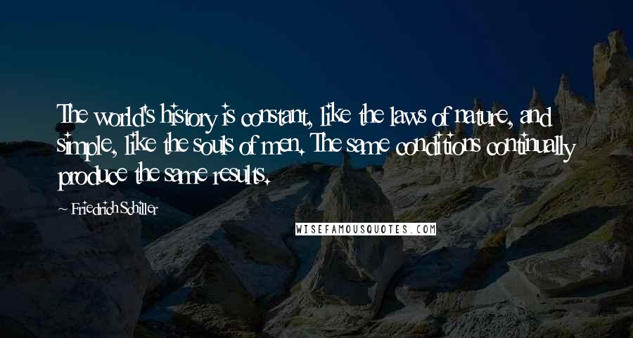 Friedrich Schiller Quotes: The world's history is constant, like the laws of nature, and simple, like the souls of men. The same conditions continually produce the same results.