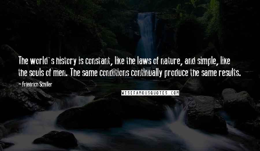 Friedrich Schiller Quotes: The world's history is constant, like the laws of nature, and simple, like the souls of men. The same conditions continually produce the same results.