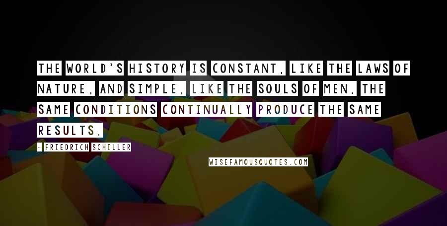 Friedrich Schiller Quotes: The world's history is constant, like the laws of nature, and simple, like the souls of men. The same conditions continually produce the same results.