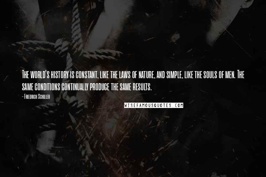 Friedrich Schiller Quotes: The world's history is constant, like the laws of nature, and simple, like the souls of men. The same conditions continually produce the same results.