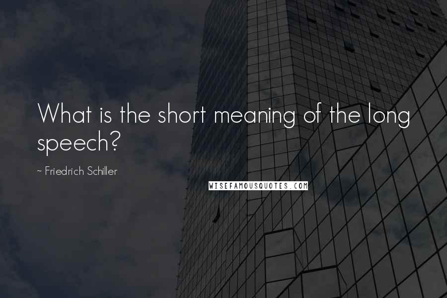 Friedrich Schiller Quotes: What is the short meaning of the long speech?