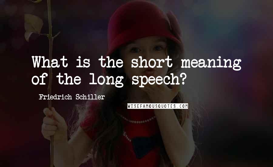 Friedrich Schiller Quotes: What is the short meaning of the long speech?