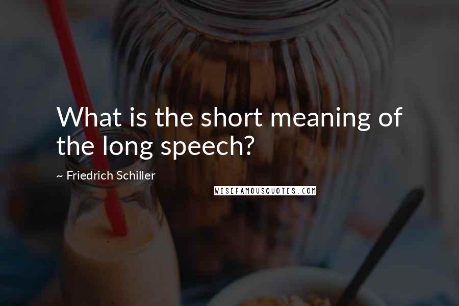 Friedrich Schiller Quotes: What is the short meaning of the long speech?