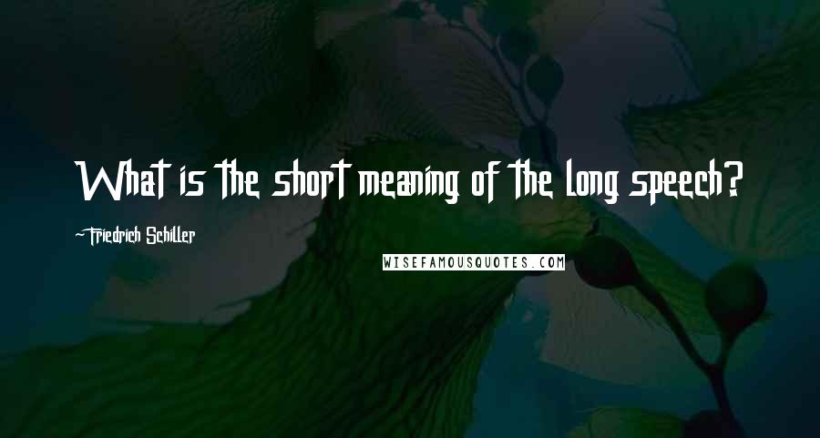 Friedrich Schiller Quotes: What is the short meaning of the long speech?