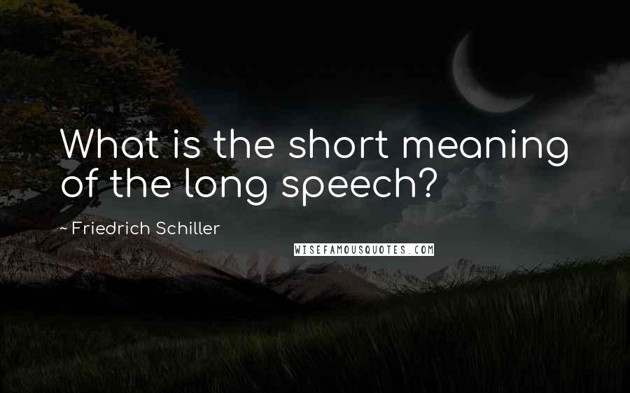 Friedrich Schiller Quotes: What is the short meaning of the long speech?