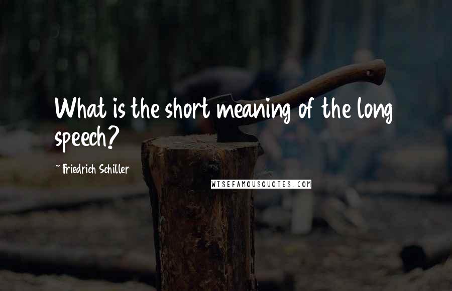 Friedrich Schiller Quotes: What is the short meaning of the long speech?