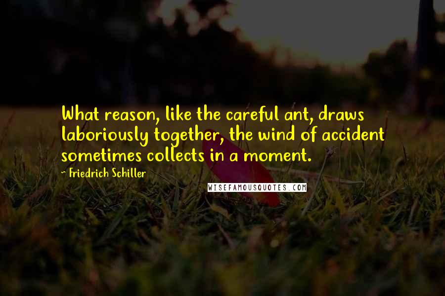 Friedrich Schiller Quotes: What reason, like the careful ant, draws laboriously together, the wind of accident sometimes collects in a moment.