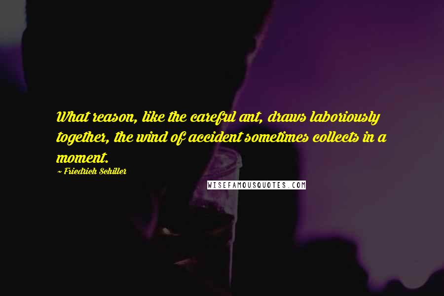 Friedrich Schiller Quotes: What reason, like the careful ant, draws laboriously together, the wind of accident sometimes collects in a moment.