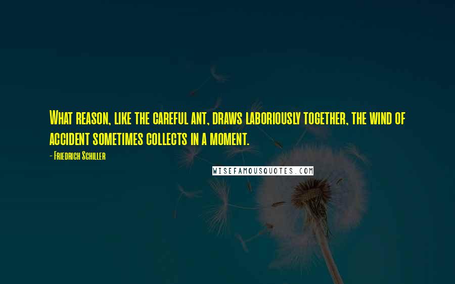 Friedrich Schiller Quotes: What reason, like the careful ant, draws laboriously together, the wind of accident sometimes collects in a moment.