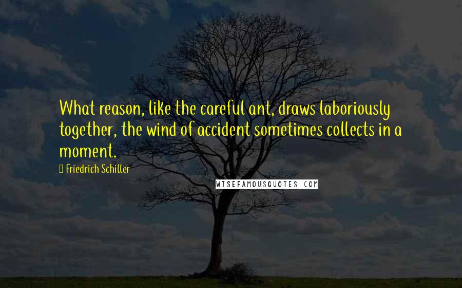 Friedrich Schiller Quotes: What reason, like the careful ant, draws laboriously together, the wind of accident sometimes collects in a moment.