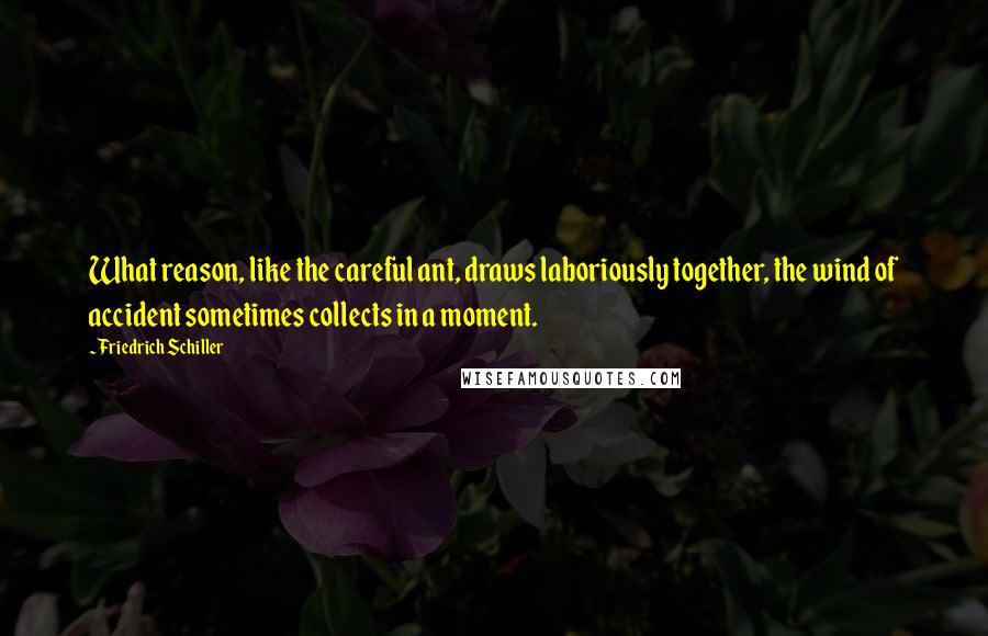 Friedrich Schiller Quotes: What reason, like the careful ant, draws laboriously together, the wind of accident sometimes collects in a moment.