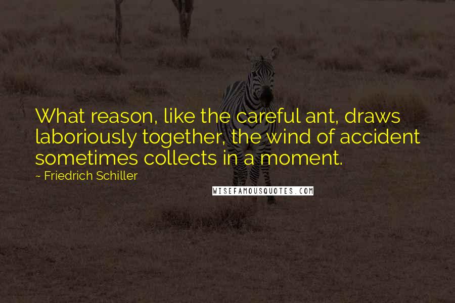 Friedrich Schiller Quotes: What reason, like the careful ant, draws laboriously together, the wind of accident sometimes collects in a moment.