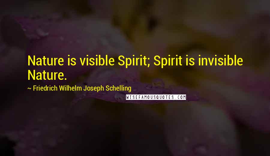 Friedrich Wilhelm Joseph Schelling Quotes: Nature is visible Spirit; Spirit is invisible Nature.