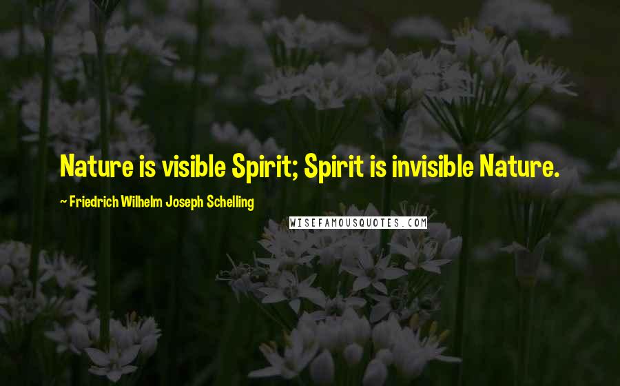 Friedrich Wilhelm Joseph Schelling Quotes: Nature is visible Spirit; Spirit is invisible Nature.