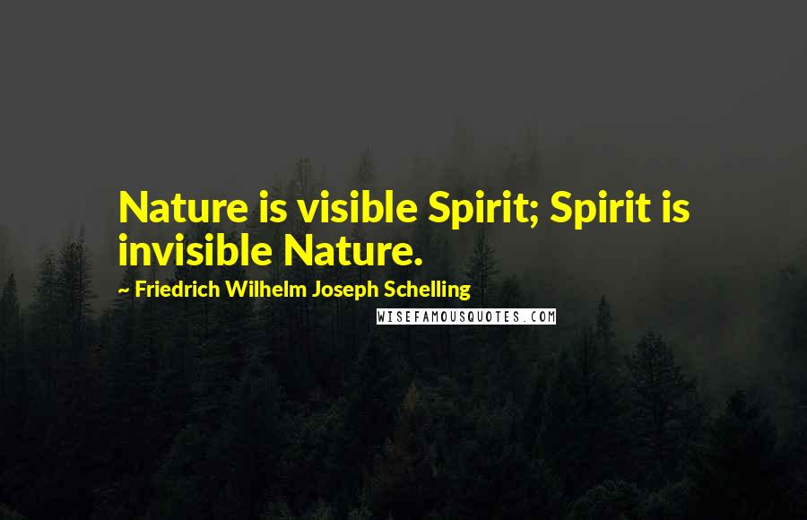 Friedrich Wilhelm Joseph Schelling Quotes: Nature is visible Spirit; Spirit is invisible Nature.